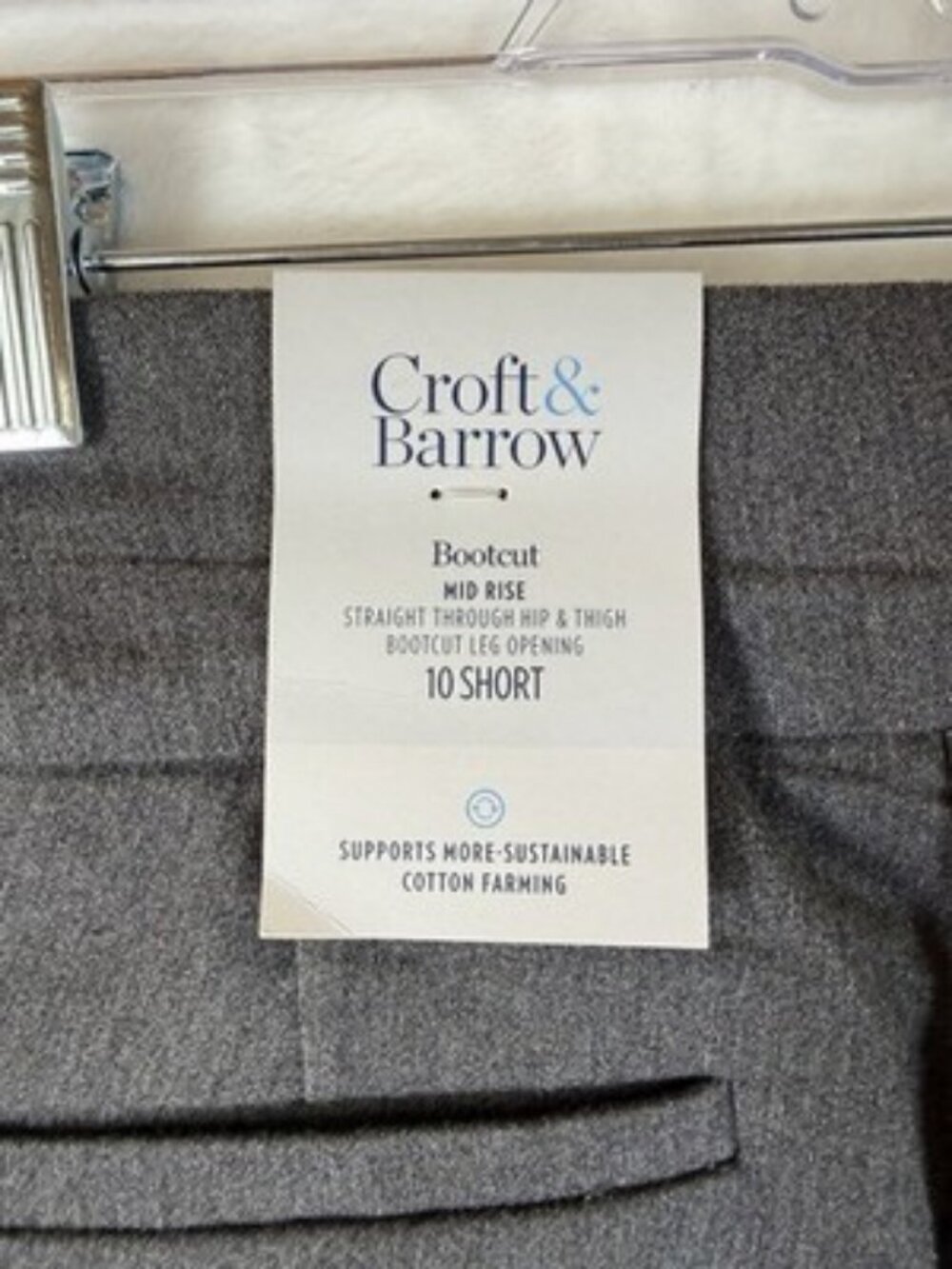Croft And Barrow Effortless Stretch Pants 10 Short Gray Womens Bootcut New NWT